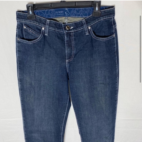 Wrangler Q Baby Med Dark Wash Mid Rise Straight Leg Jeans 9/10 - Picture 3 of 15